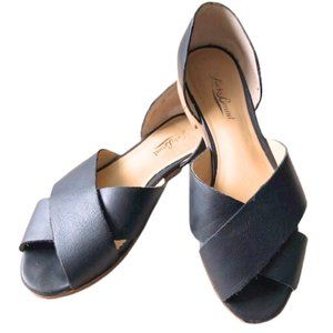 Lucky Brand Black Peep Toe Leather Flats - 8.5